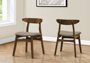 DINING CHAIR - 2PCS / 32"H BROWN WALNUT / BEIGE FABRIC-Dining Chair-DECOROLALA