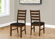 DINING CHAIR - 2PCS / 37"H BROWN / DARK BROWN PU SEAT-Dining Chair-DECOROLALA