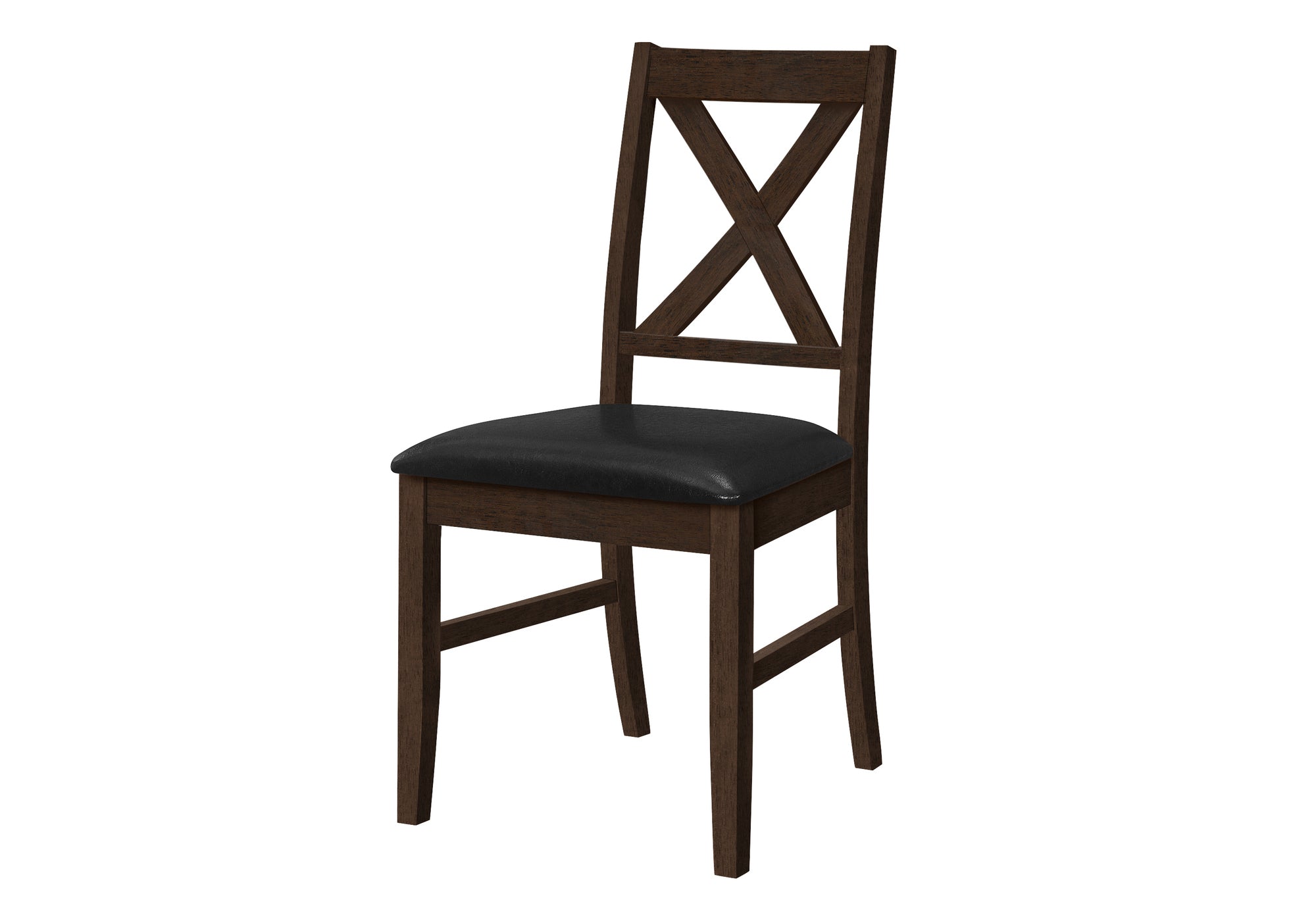 DINING CHAIR - 2PCS / 37"H ESPRESSO / BLACK PU SEAT-Dining Chair-DECOROLALA
