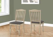 DINING CHAIR - 2PCS / 39"H ANTIQUE GREY / GREY FABRIC-Dining Chair-DECOROLALA