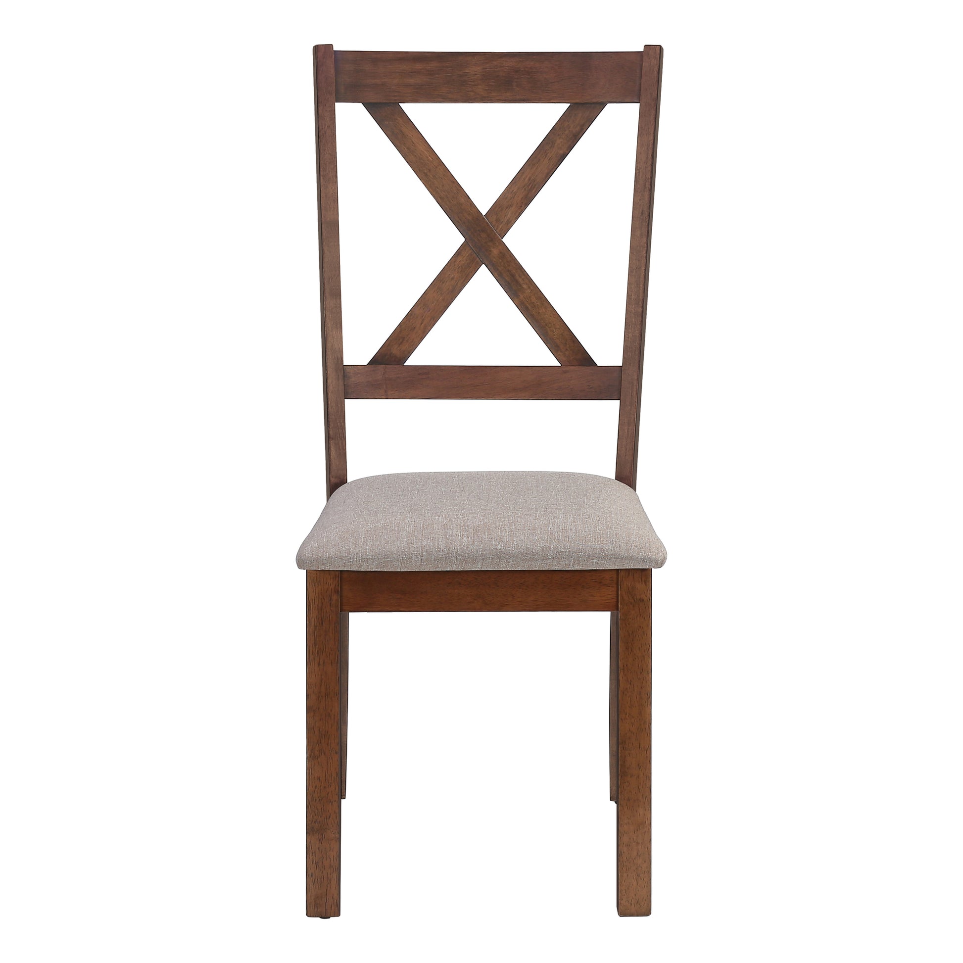 DINING CHAIR - 2PCS / 40"H BROWN WALNUT / BEIGE FABRIC-Dining Chair-DECOROLALA