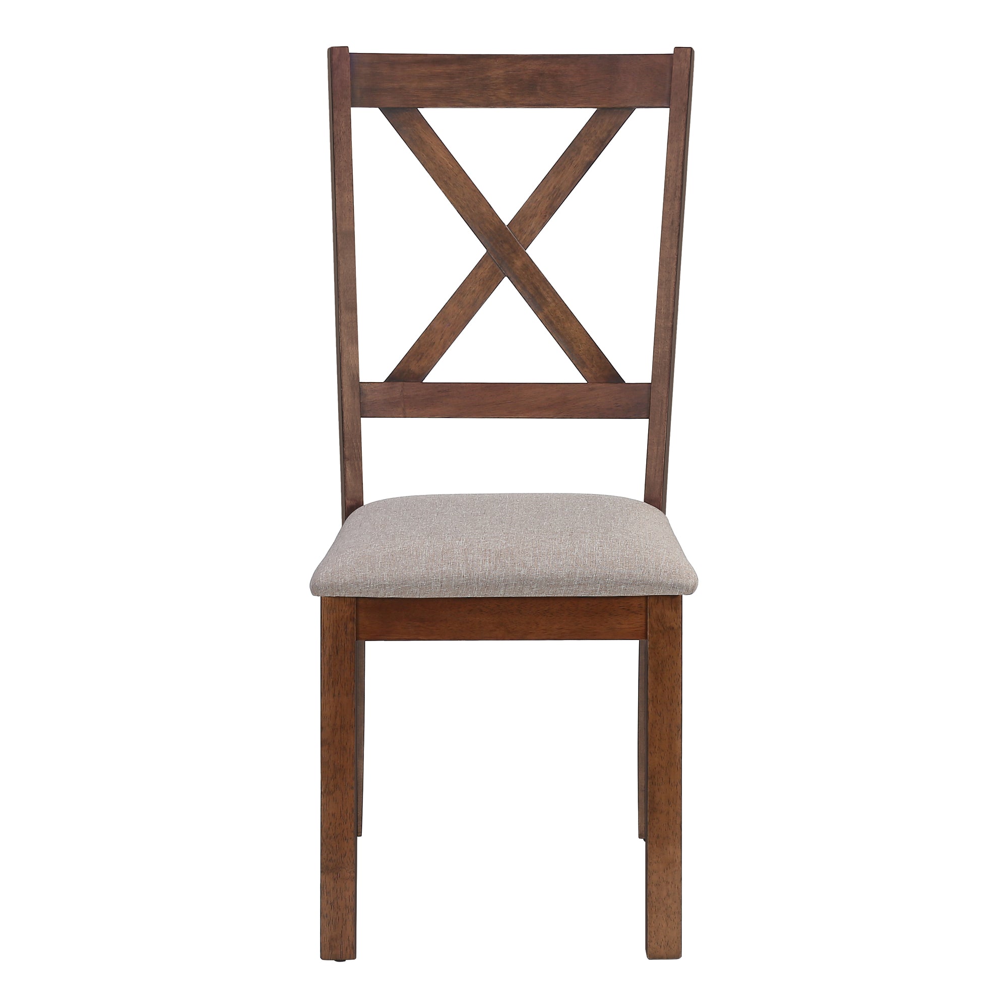 DINING CHAIR - 2PCS / 40"H BROWN WALNUT / BEIGE FABRIC-Dining Chair-DECOROLALA