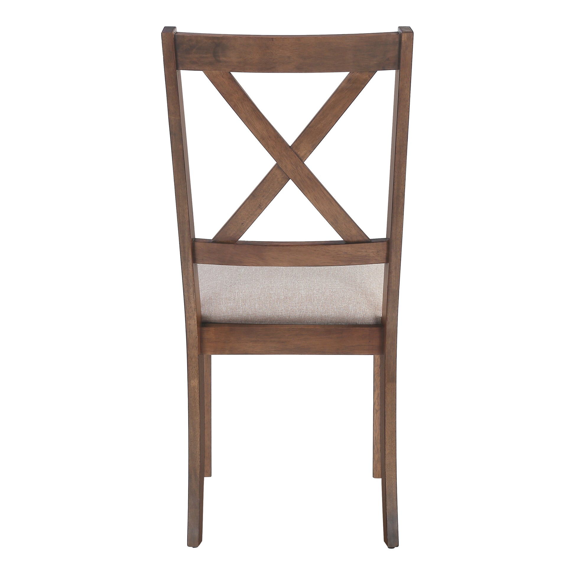 DINING CHAIR - 2PCS / 40"H BROWN WALNUT / BEIGE FABRIC-Dining Chair-DECOROLALA