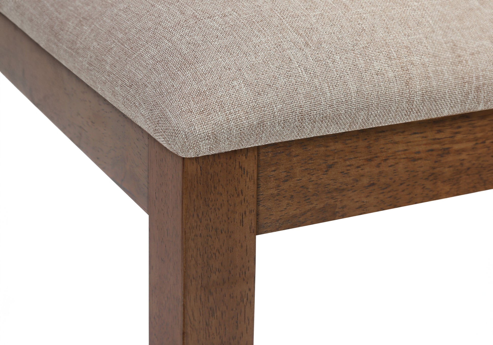 DINING CHAIR - 2PCS / 40"H BROWN WALNUT / BEIGE FABRIC-Dining Chair-DECOROLALA