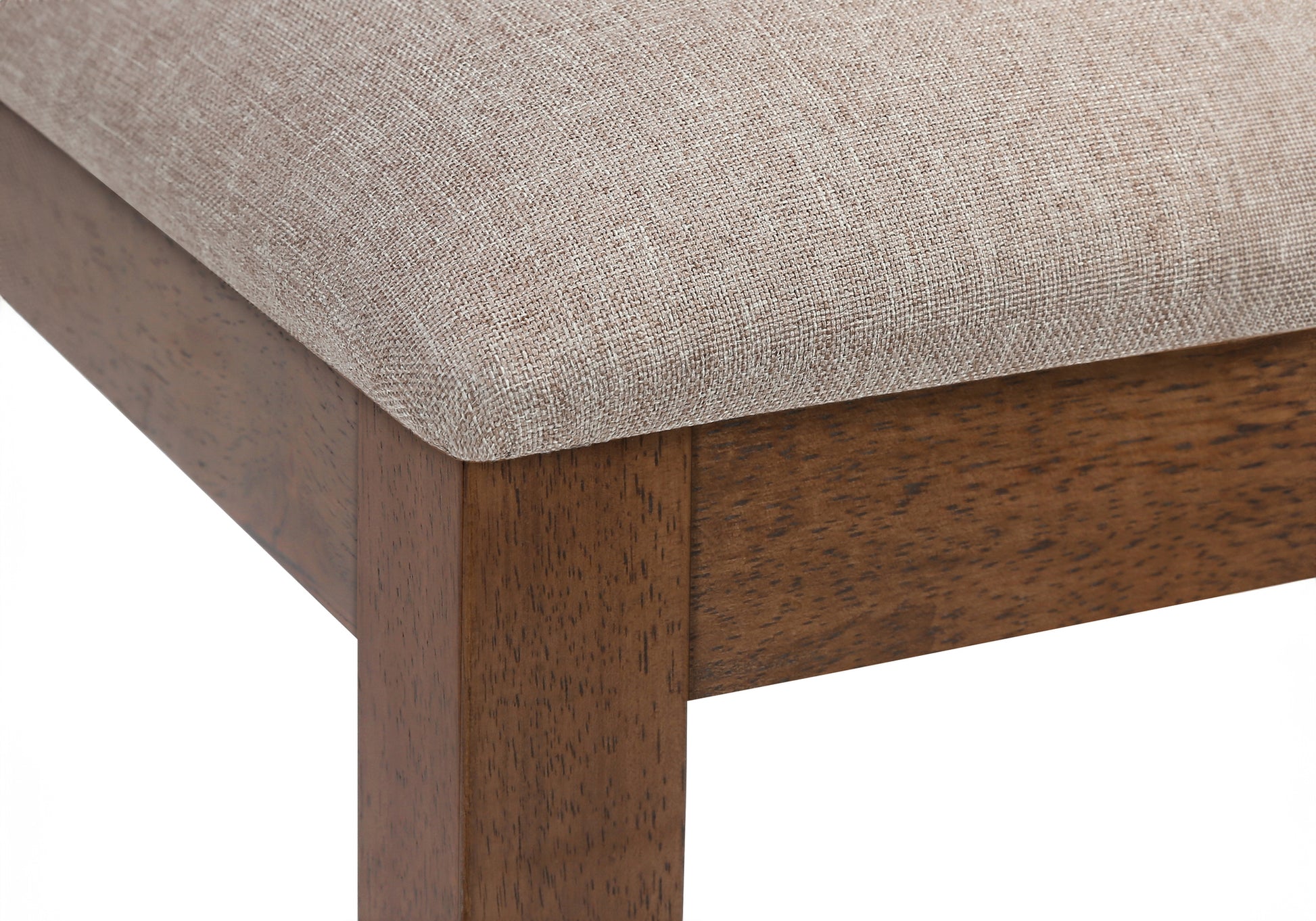 DINING CHAIR - 2PCS / 40"H BROWN WALNUT / BEIGE FABRIC-Dining Chair-DECOROLALA