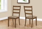 DINING CHAIR - 2PCS / 40"H BROWN WALNUT / BEIGE FABRIC-Dining Chair-DECOROLALA