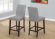 DINING CHAIR - 2PCS / GREY LEATHER-LOOK COUNTER HEIGHT-Dining Chair-DECOROLALA
