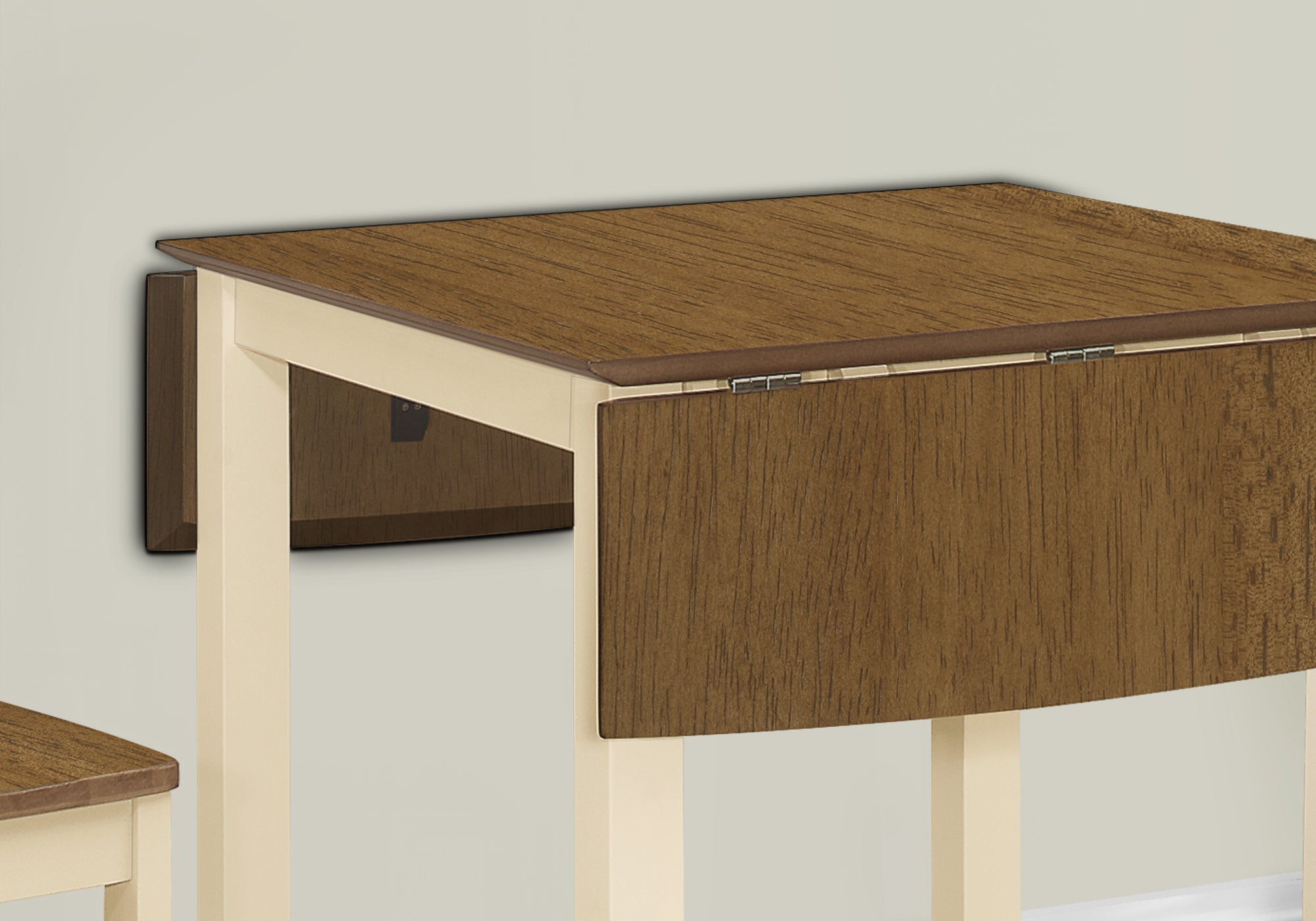 DINING TABLE - 30"X 48"/ CREAM / OAK TOP 9" DROP LEAF-Dining Table-DECOROLALA