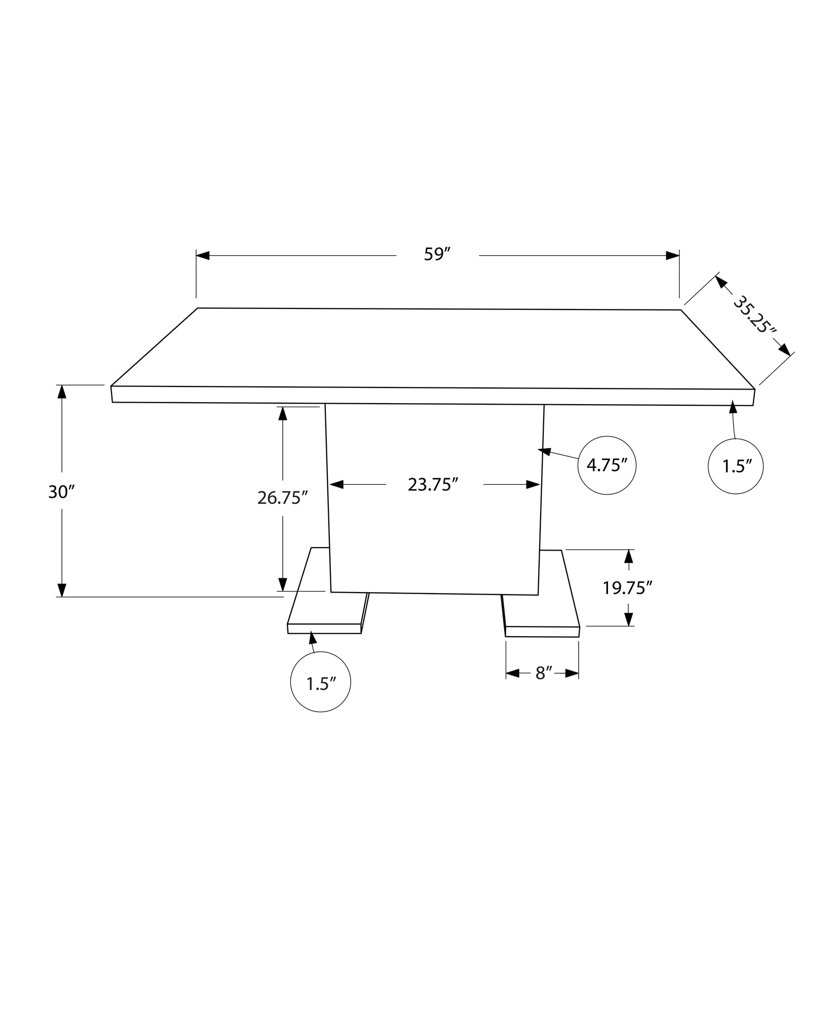 DINING TABLE - 35"X 60" / HIGH GLOSSY WHITE-Dining Table-DECOROLALA
