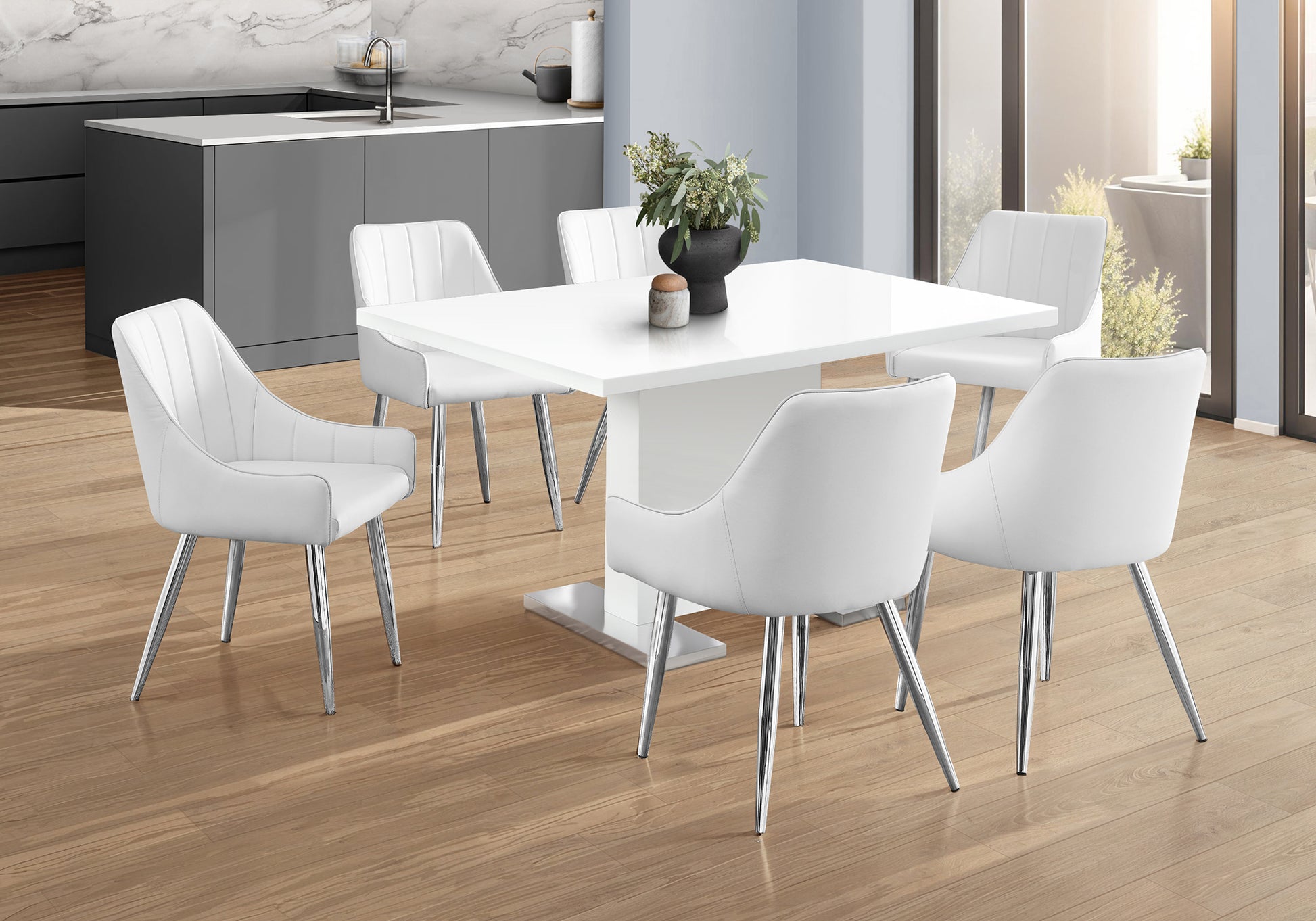 DINING TABLE - 35"X 60" / HIGH GLOSSY WHITE-Dining Table-DECOROLALA