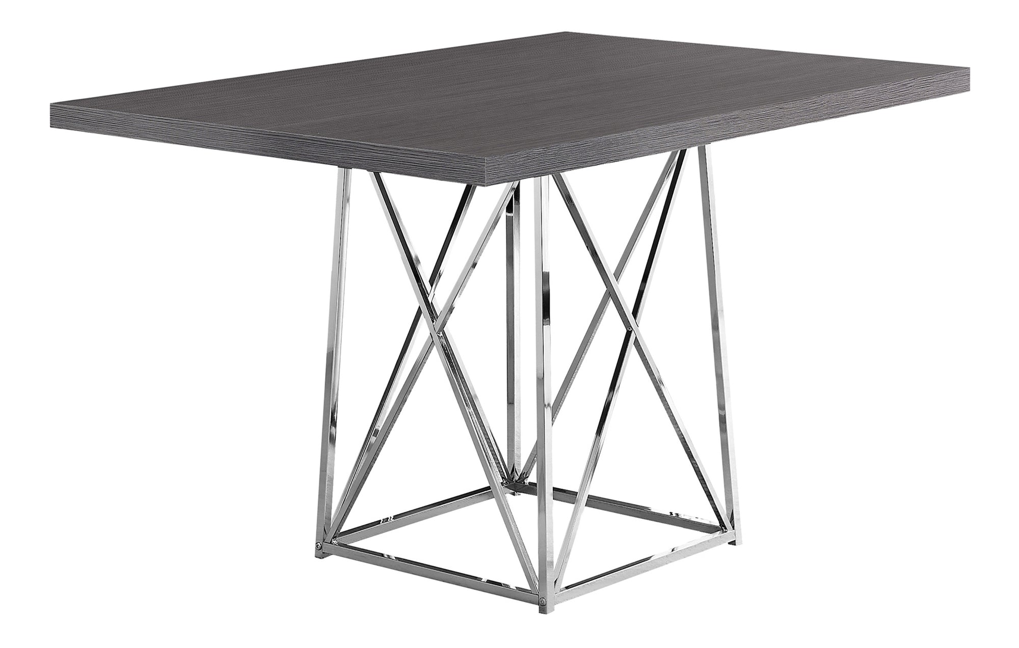 DINING TABLE - 36"X 48" / GREY / CHROME METAL-Dining Table-DECOROLALA