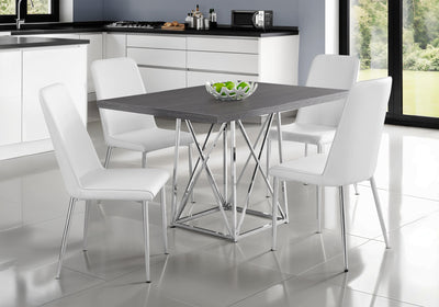 DINING TABLE - 36"X 48" / GREY / CHROME METAL