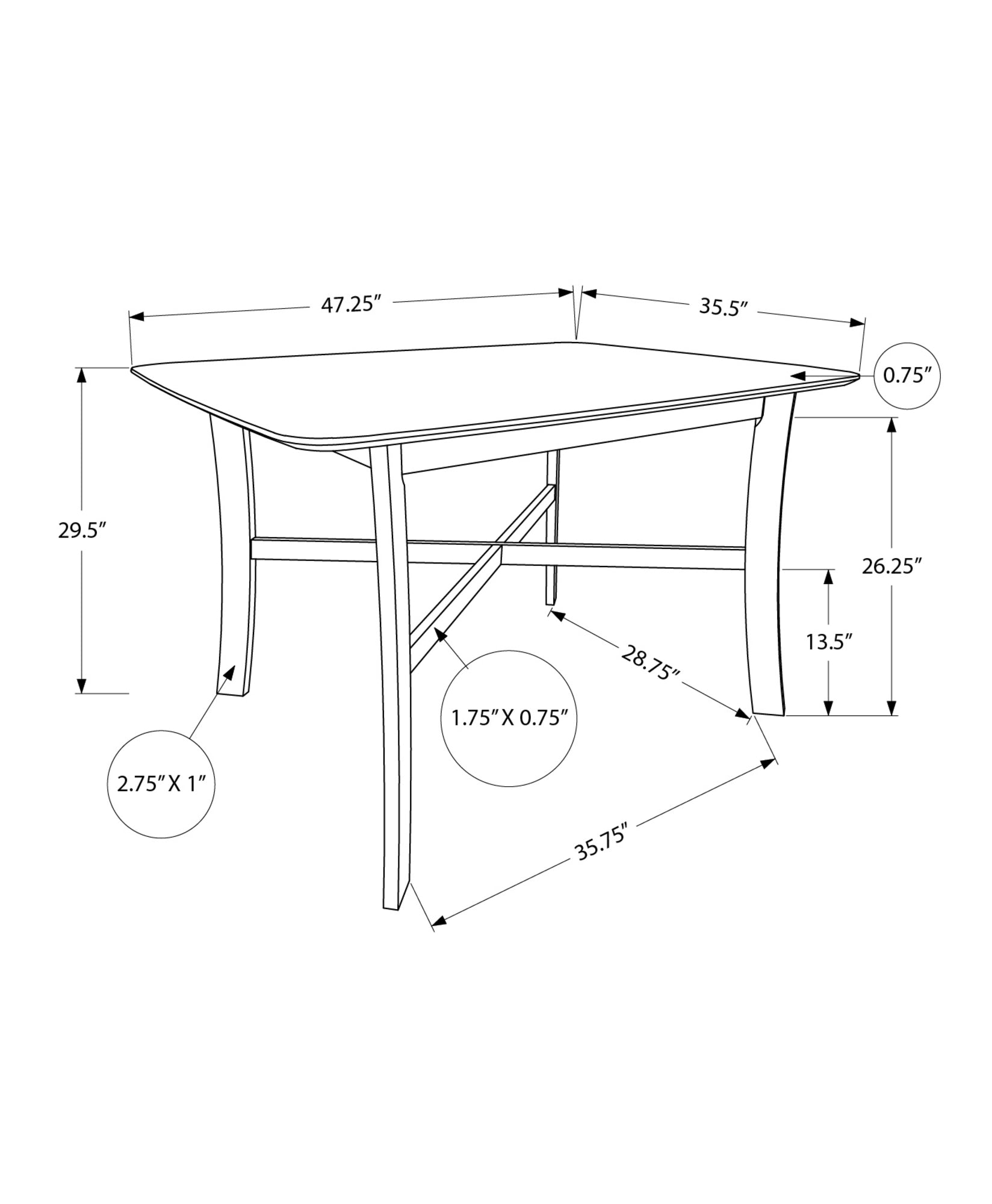 DINING TABLE - 36"X 48" / WHITE VENEER TOP-Dining Table-DECOROLALA