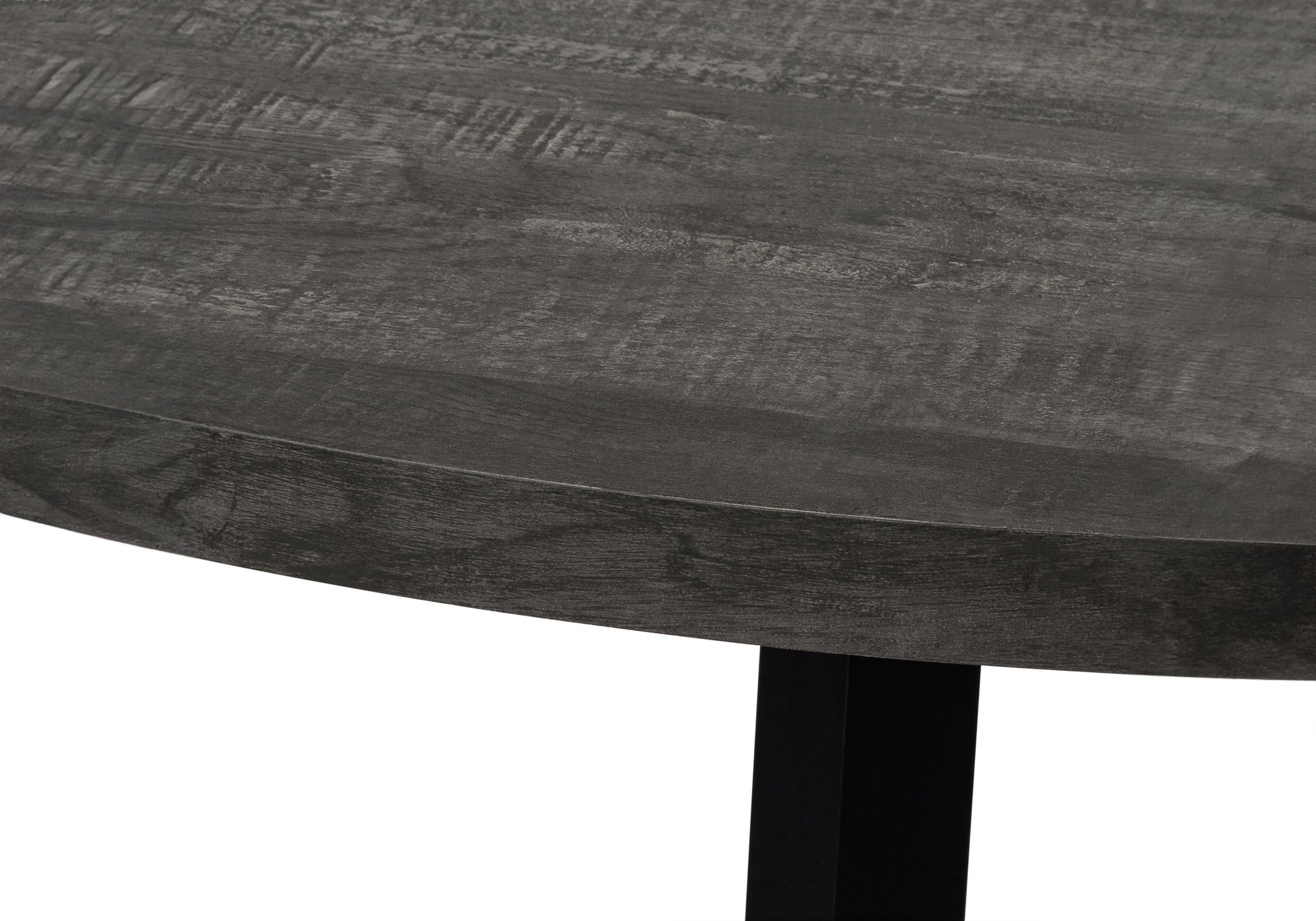 DINING TABLE - 48"D / BLACK RECLAIMED WOOD / BLACK METAL-Dining Table-DECOROLALA