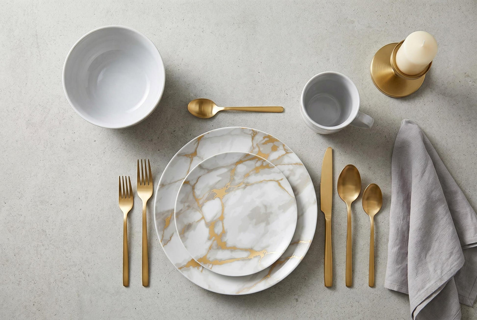 DINNERSET 16PC COUPE PORCELAIN GOLD MARBLE 100% PORCELAIN-Dinnerware-DECOROLALA