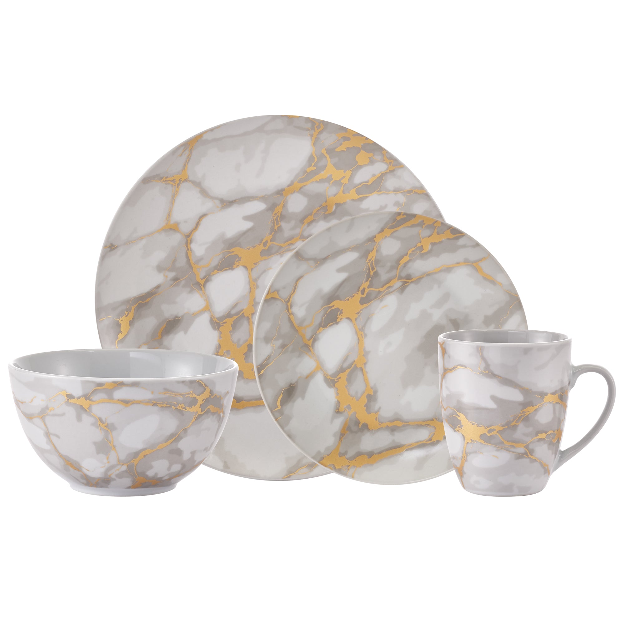 DINNERSET 16PC COUPE PORCELAIN GOLD MARBLE 100% PORCELAIN-Dinnerware-DECOROLALA