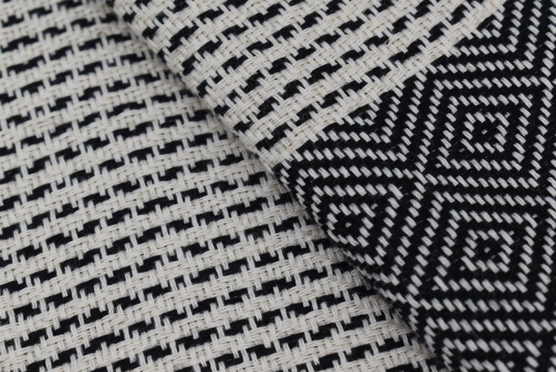DOTTY DIAMOND BLACK TURKISH TOWEL-Turkish Towel-DECOROLALA