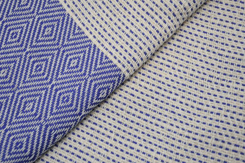 DOTTY DIAMOND BLUE TURKISH TOWEL-Bath Towels-DECOROLALA