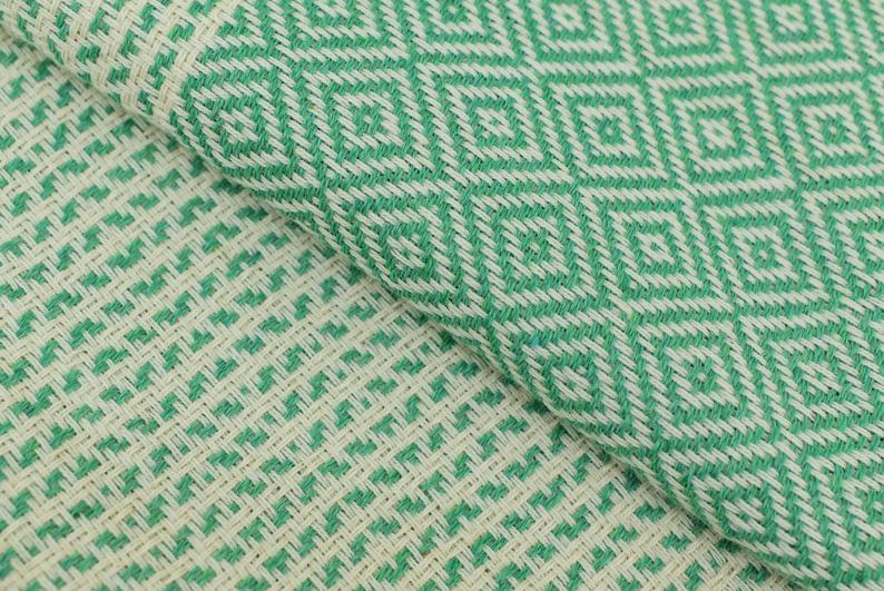 DOTTY DIAMOND GREEN TURKISH TOWEL-Turkish Towel-DECOROLALA