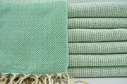 DOTTY DIAMOND GREEN TURKISH TOWEL-Turkish Towel-DECOROLALA