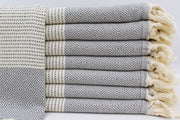 DOTTY DIAMOND GREY TURKISH TOWEL-Bath Towels-DECOROLALA