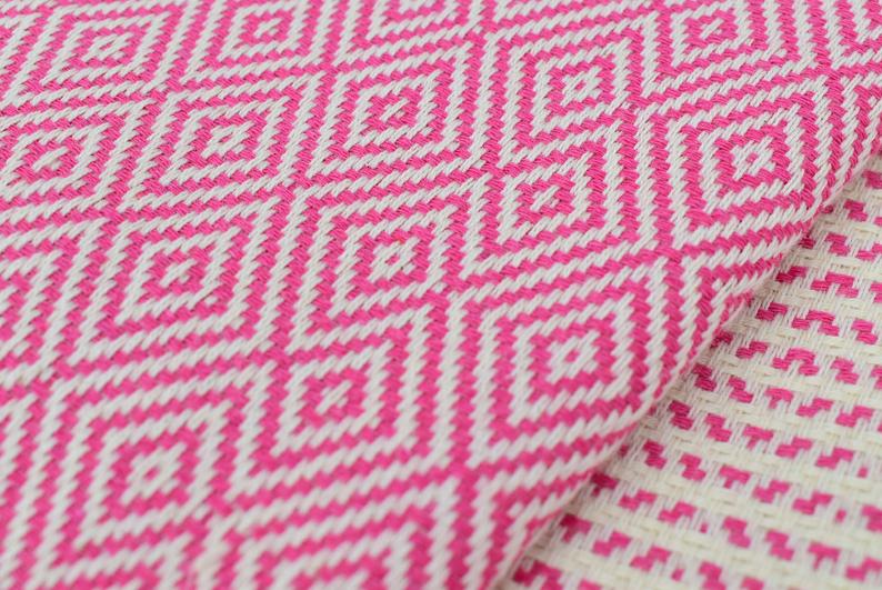 DOTTY DIAMOND PINK TURKISH TOWEL-Bath Towels-DECOROLALA