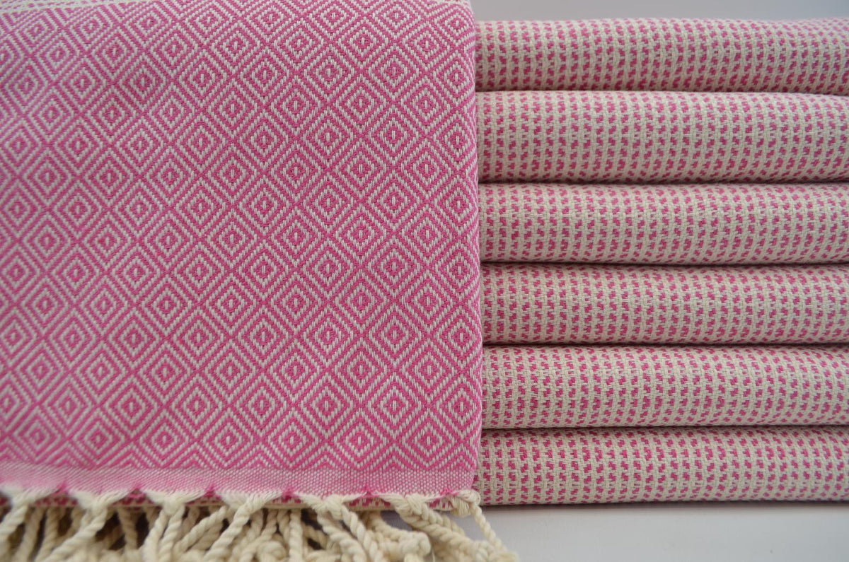 DOTTY DIAMOND PINK TURKISH TOWEL-Bath Towels-DECOROLALA