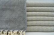 DOTTY DIAMOND TURKISH TOWEL - BLACK 40"X70"-Turkish Towel-DECOROLALA