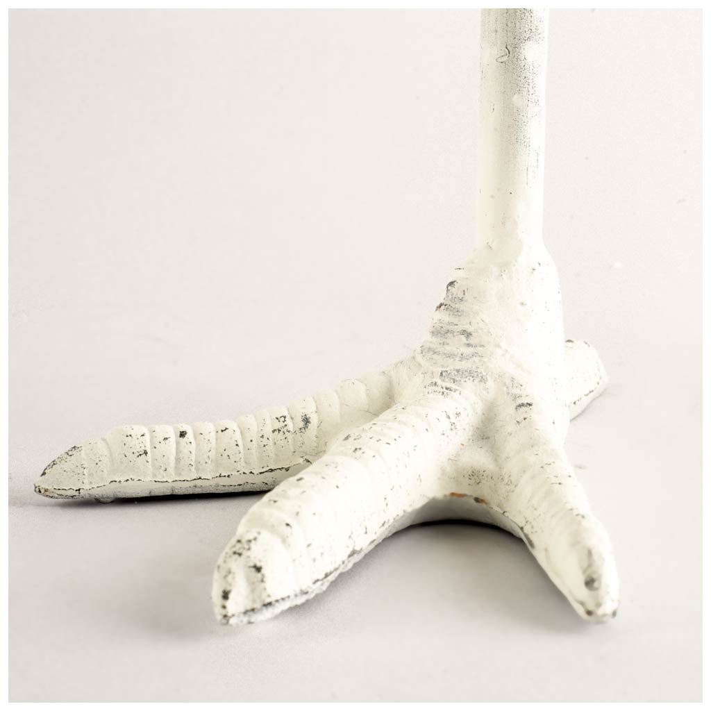 Daffy II Tall White Cast Iron Chicken Foot Candle Holder-Candle Holders-DECOROLALA