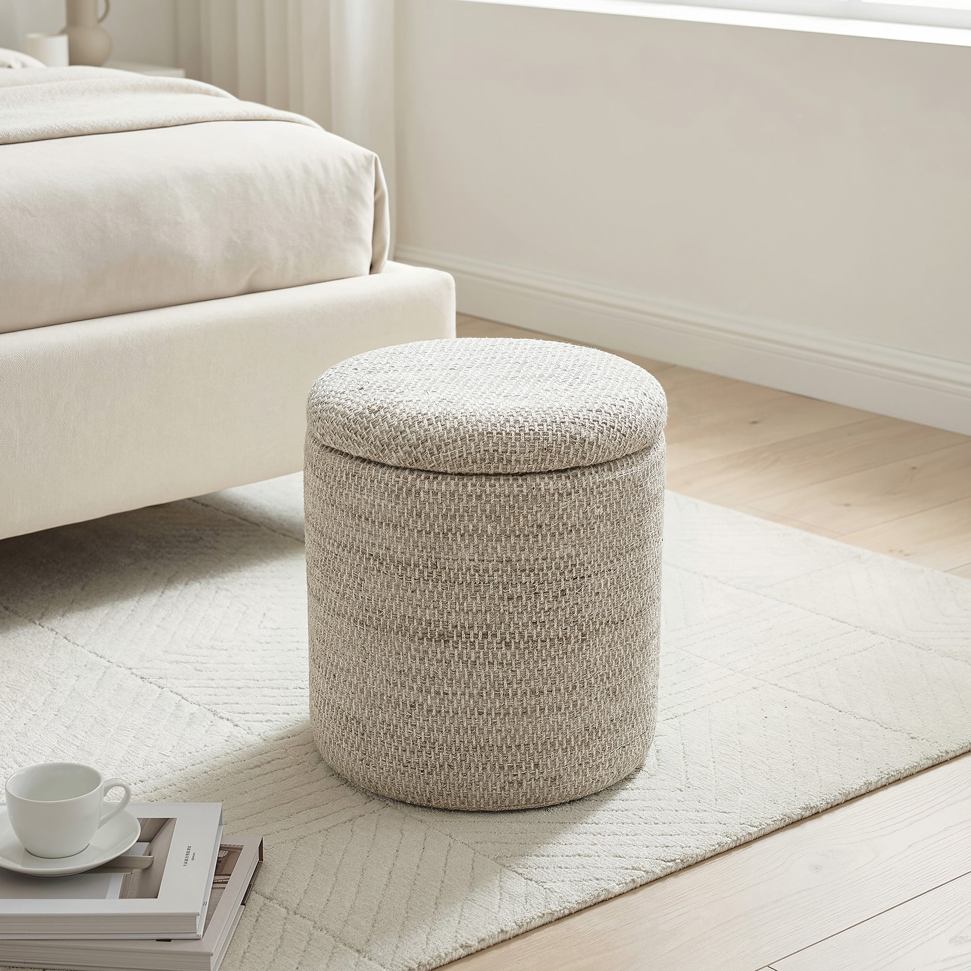 Dalia Storage Ottoman - Beige Fully Assembled Extra Seating-DECOROLALA