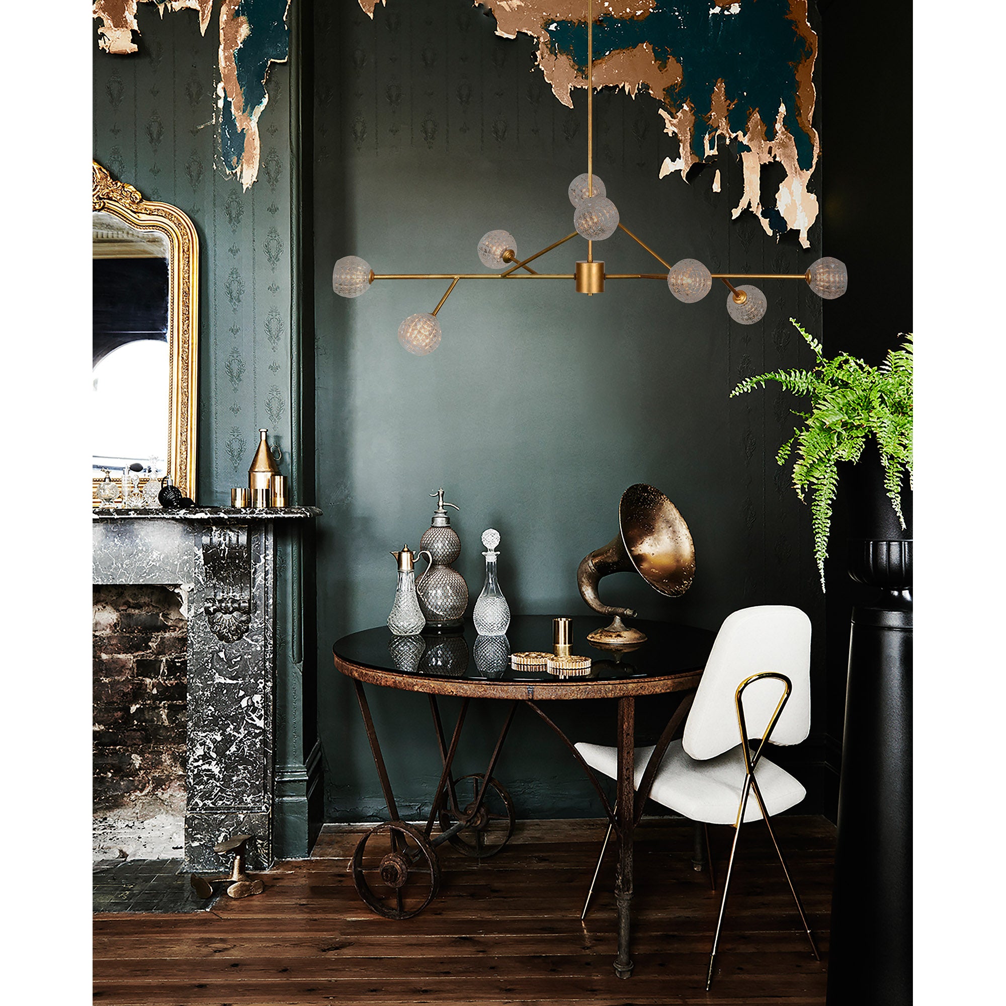 Damas 17.5-46" Length Ceiling Fixture, Antique Gold-Ceiling Fixture-DECOROLALA