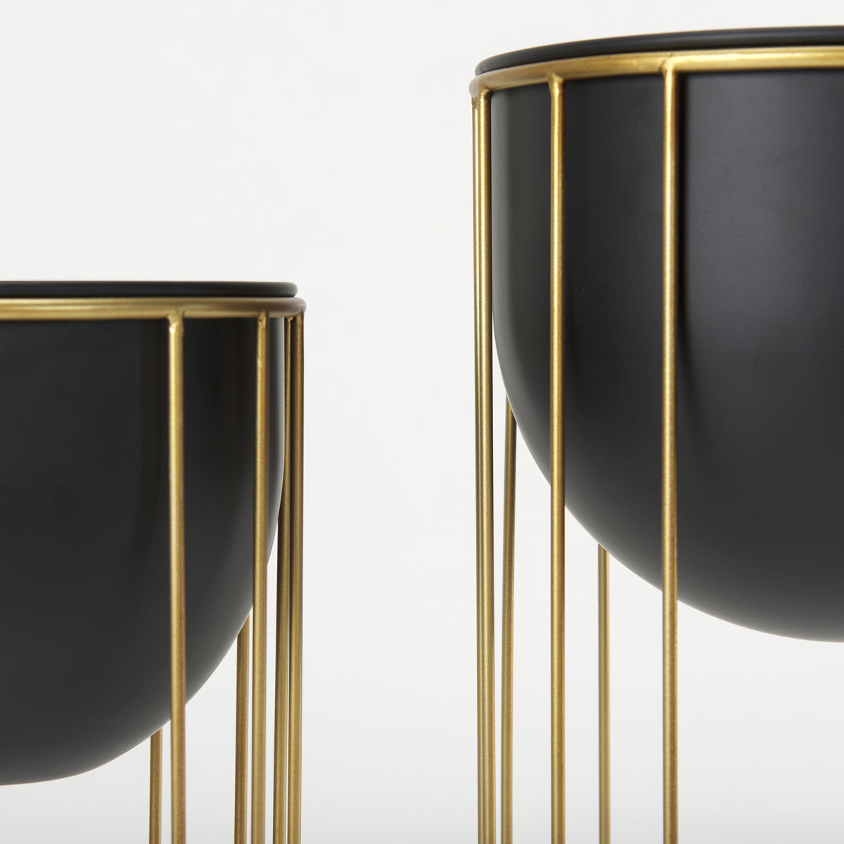 Danica Set of 2 Matte Black Metal Plant Stands-Plant & Magazine Racks-DECOROLALA