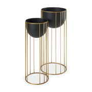 Danica Set of 2 Matte Black Metal Plant Stands-Plant & Magazine Racks-DECOROLALA