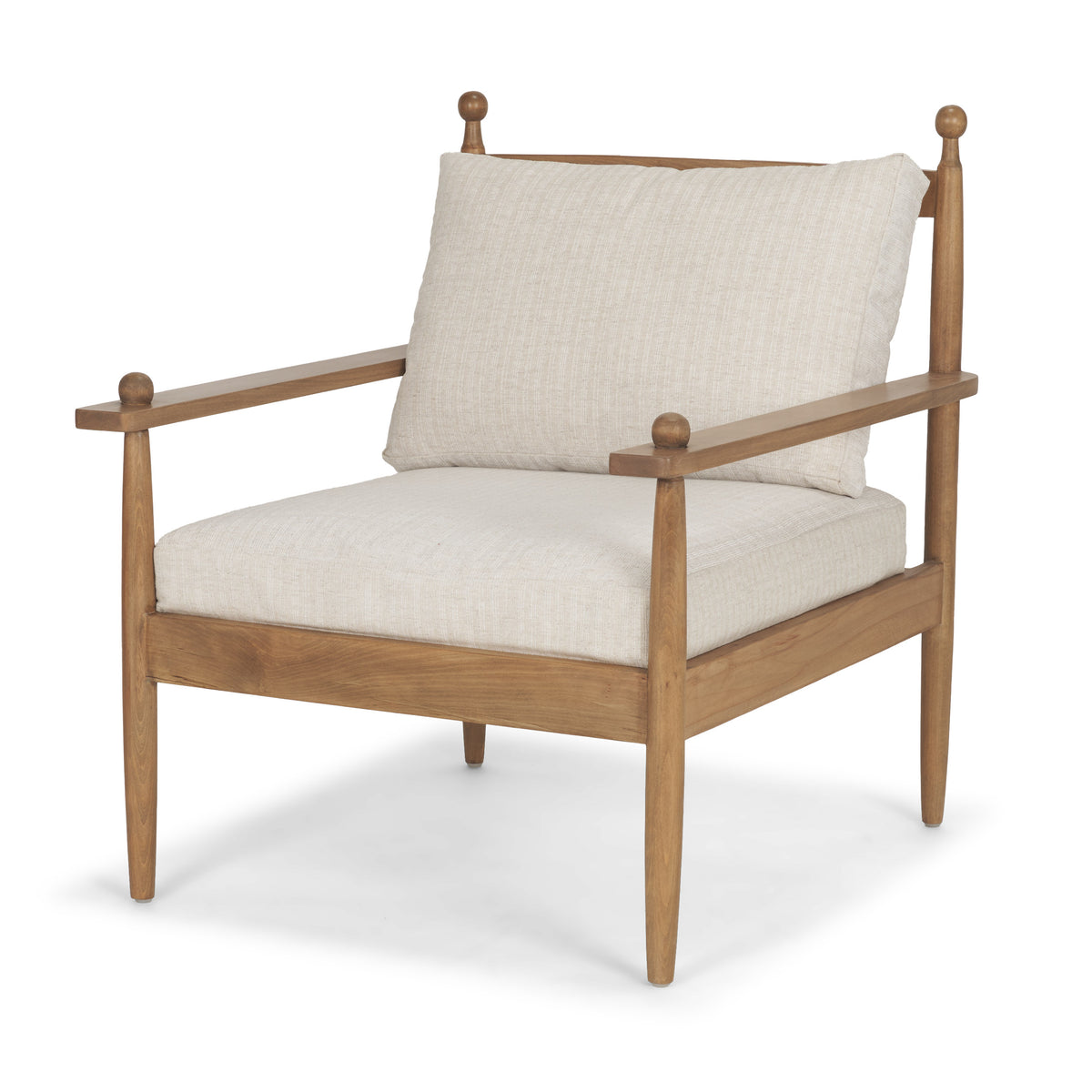 Danni Accent Lounge Chair - Beige Fabric & Beech Wood-Accent Chairs-DECOROLALA
