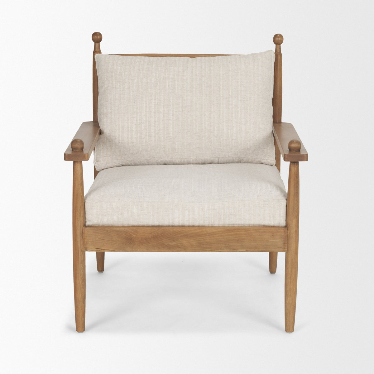 Danni Beige Fabric Beech Wood Framed Accent Lounge Chair-Accent Chairs-DECOROLALA