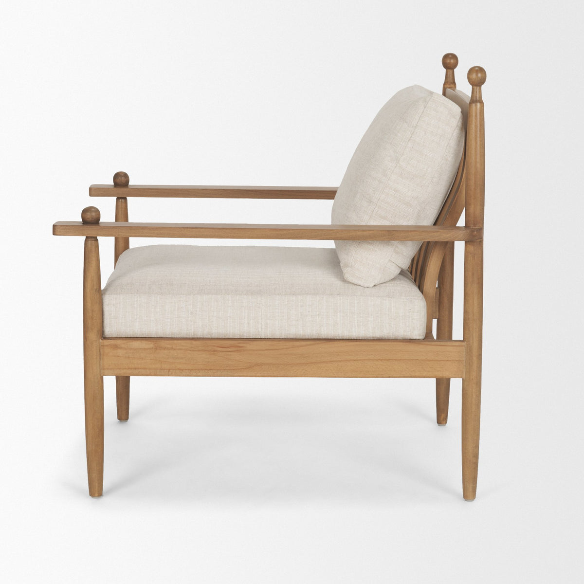 Danni Beige Fabric Beech Wood Framed Accent Lounge Chair-Accent Chairs-DECOROLALA