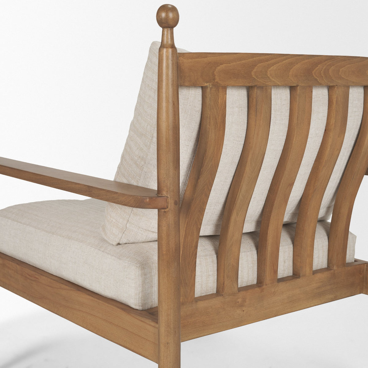 Danni Beige Fabric Beech Wood Framed Accent Lounge Chair-Accent Chairs-DECOROLALA