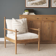 Danni Beige Fabric Beech Wood Framed Accent Lounge Chair-Accent Chairs-DECOROLALA