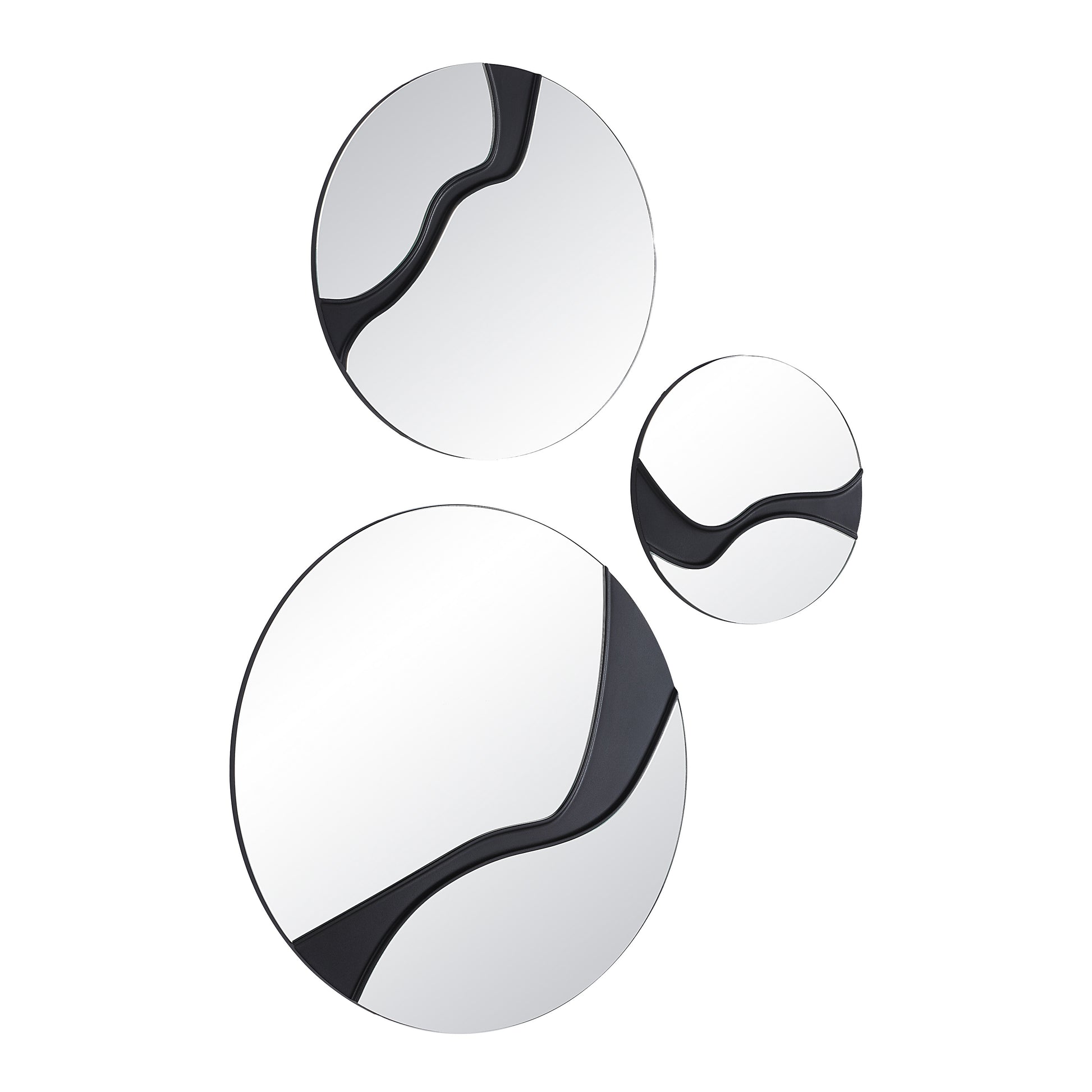 Dansk 3 Piece Tall Round Wall Mirror, Black-Mirror-DECOROLALA