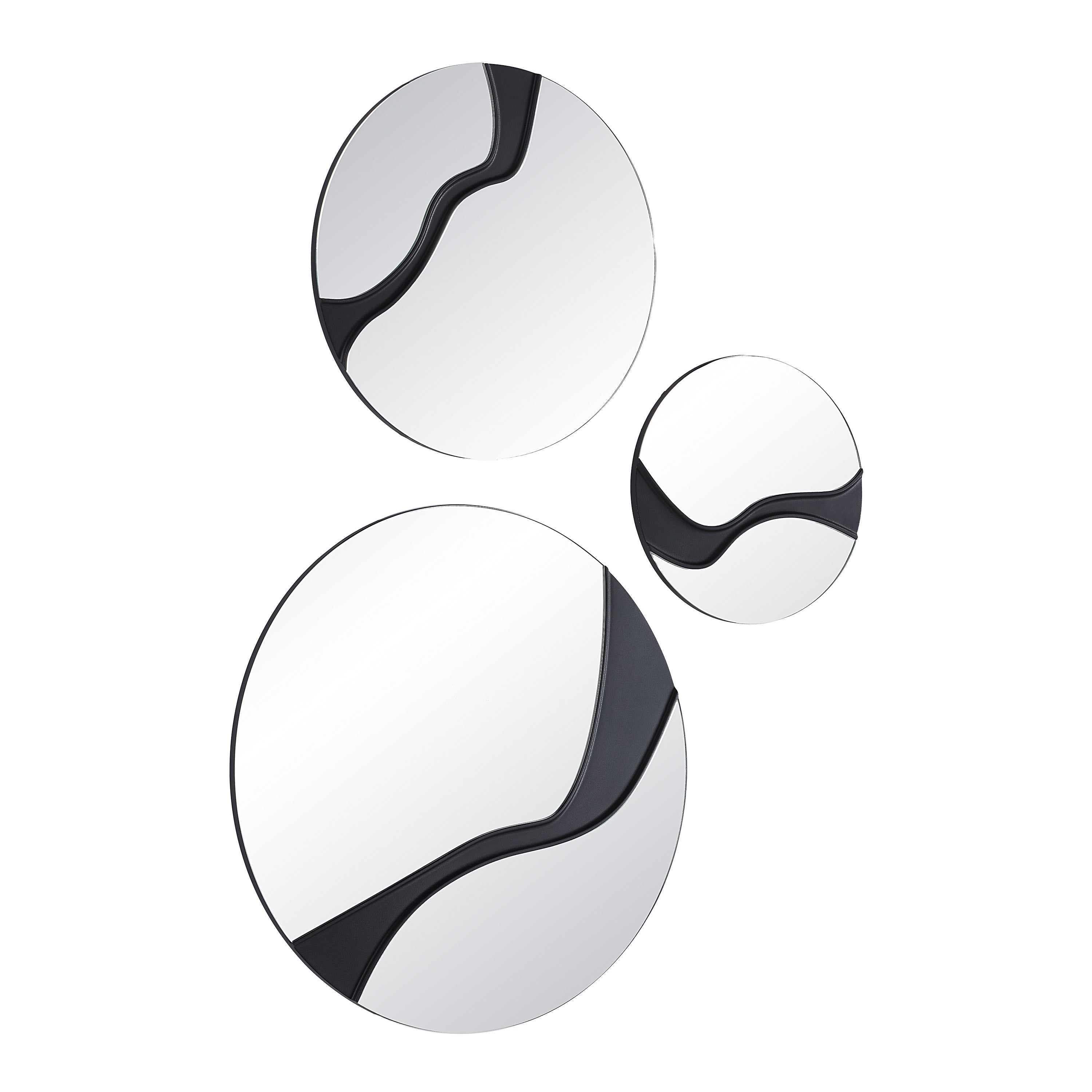 Dansk 3 Piece Tall Round Wall Mirror, Black-Mirror-DECOROLALA