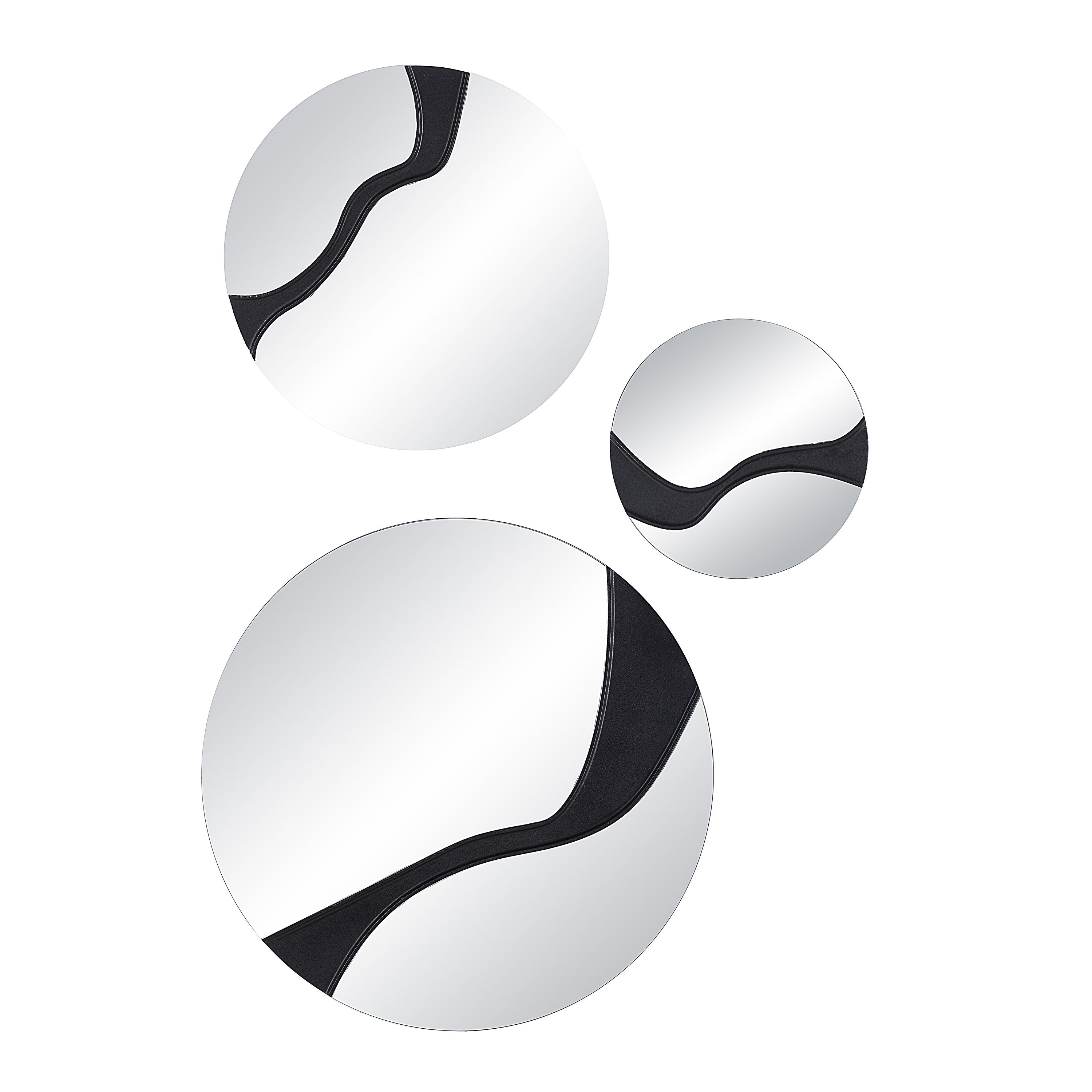 Dansk 3 Piece Tall Round Wall Mirror, Black-Mirror-DECOROLALA