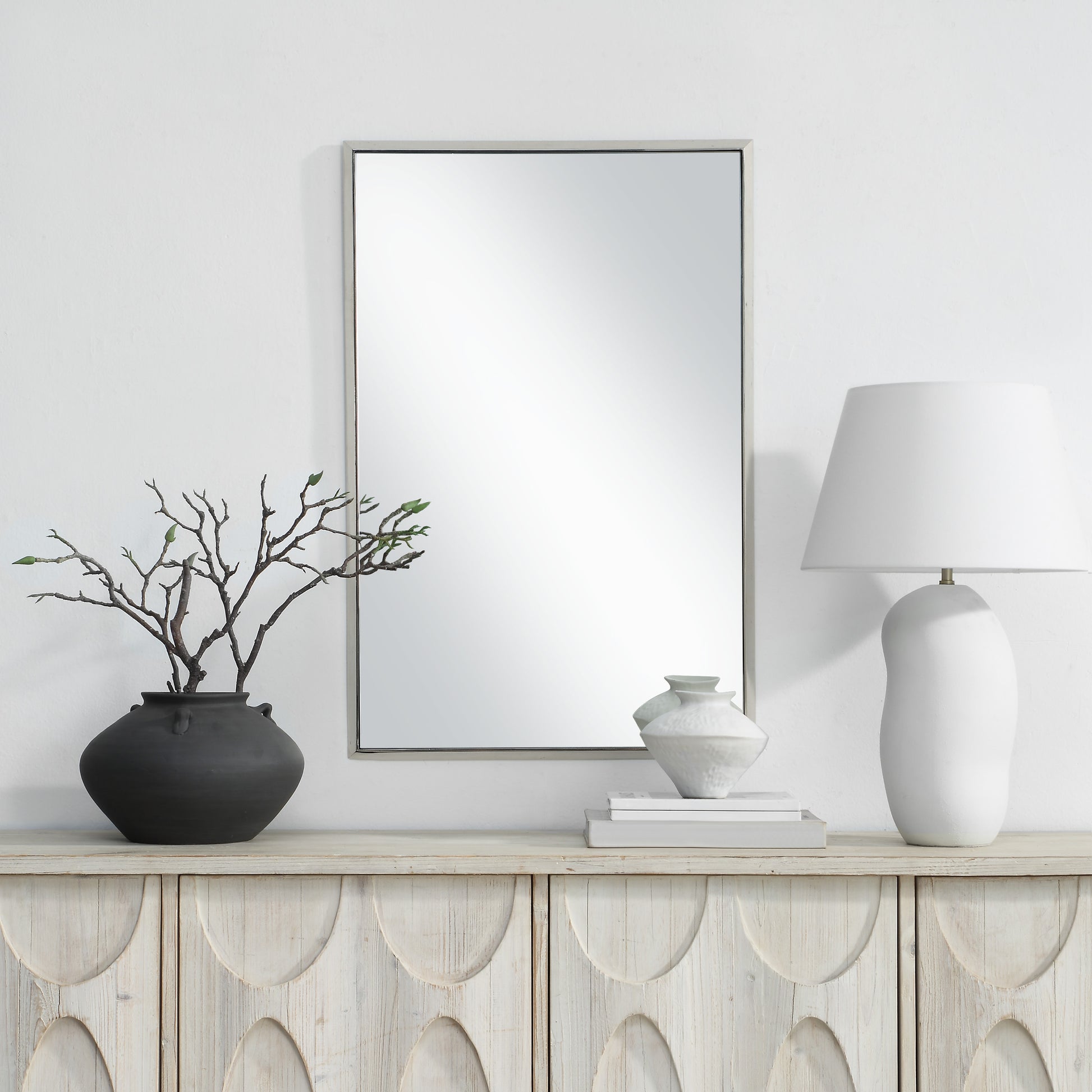 Dapia 36" H x 24" W Wall Mirror, Grey-Mirror-DECOROLALA