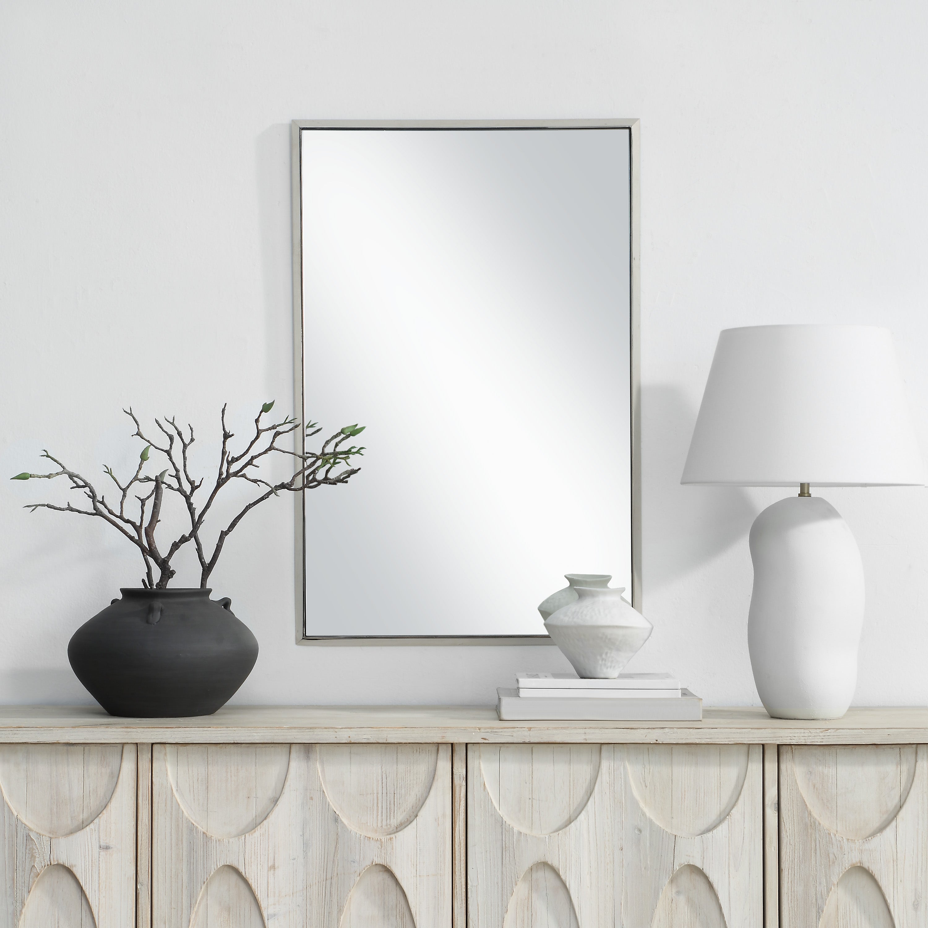 Dapia 36" H x 24" W Wall Mirror, Grey-Mirror-DECOROLALA