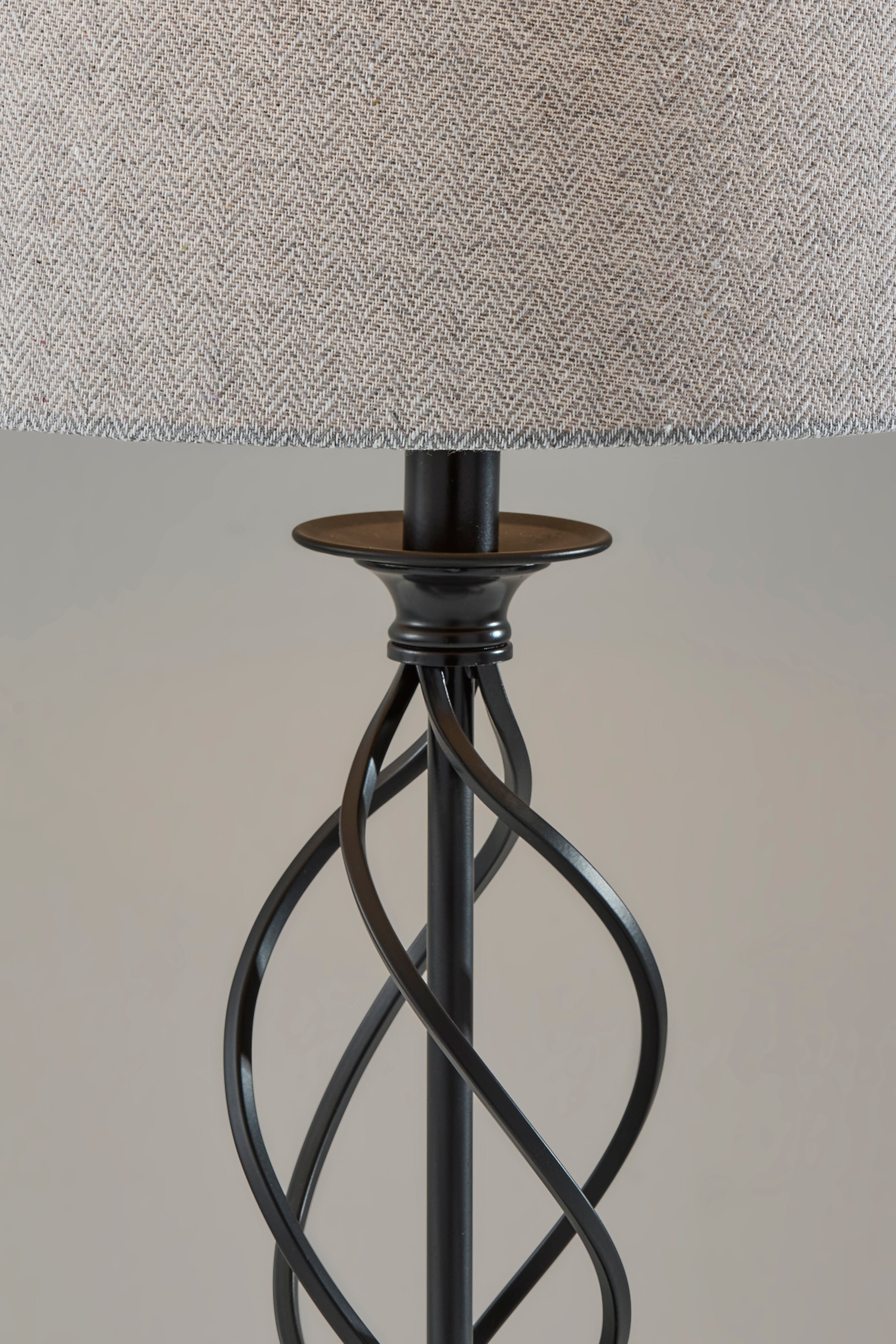 Darcy Table Lamp - Grey Herringbone 26"-Lighting-DECOROLALA