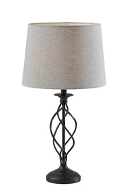 Darcy Table Lamp - Grey Herringbone 26"-Lighting-DECOROLALA