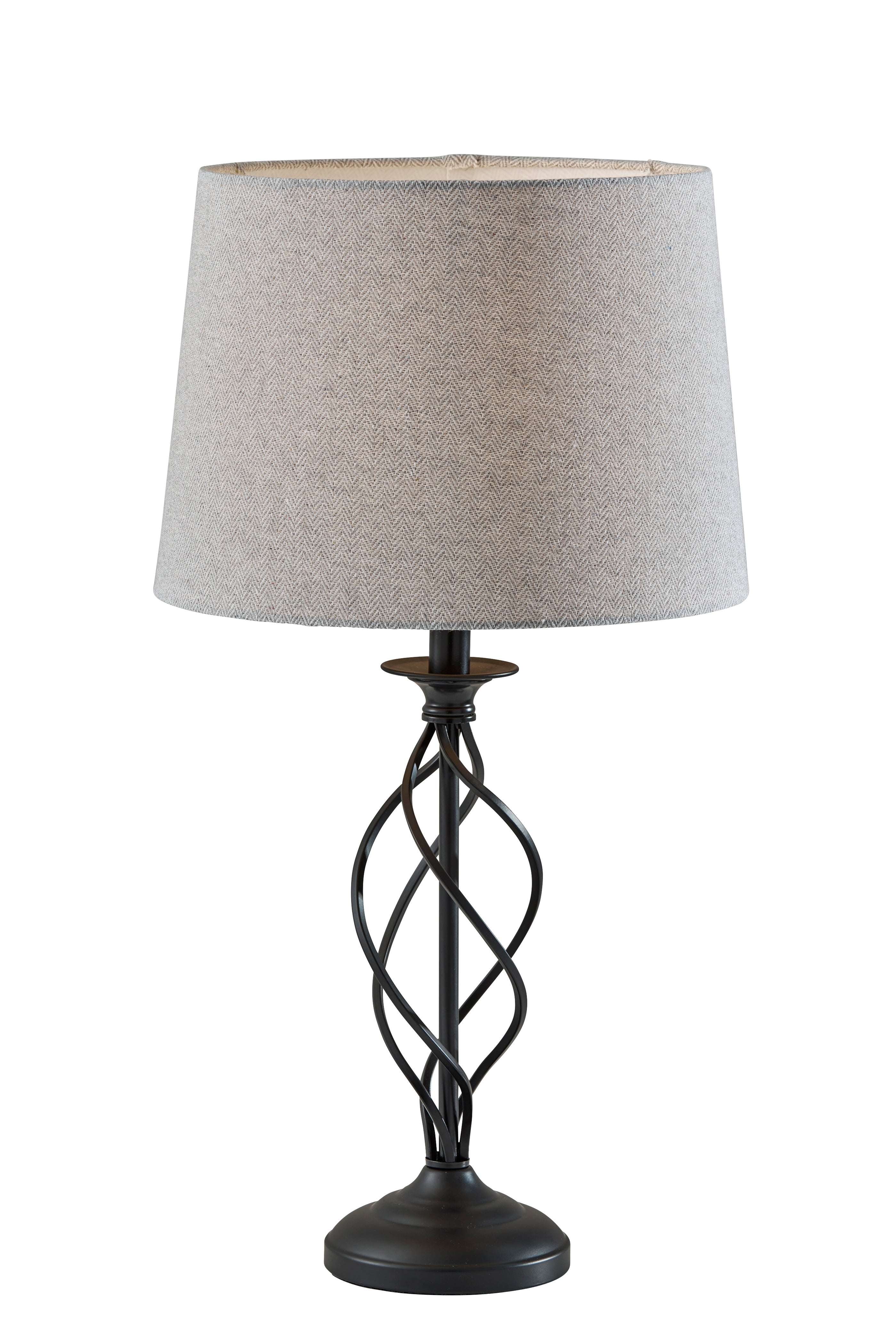 Darcy Table Lamp - Grey Herringbone 26"-Lighting-DECOROLALA