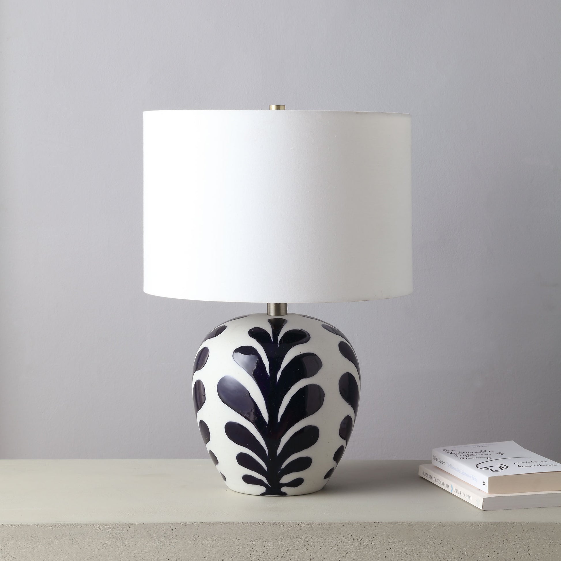 Darina 19.25" Length Table Lamp, Off-White and Navy-Table Lamp-DECOROLALA