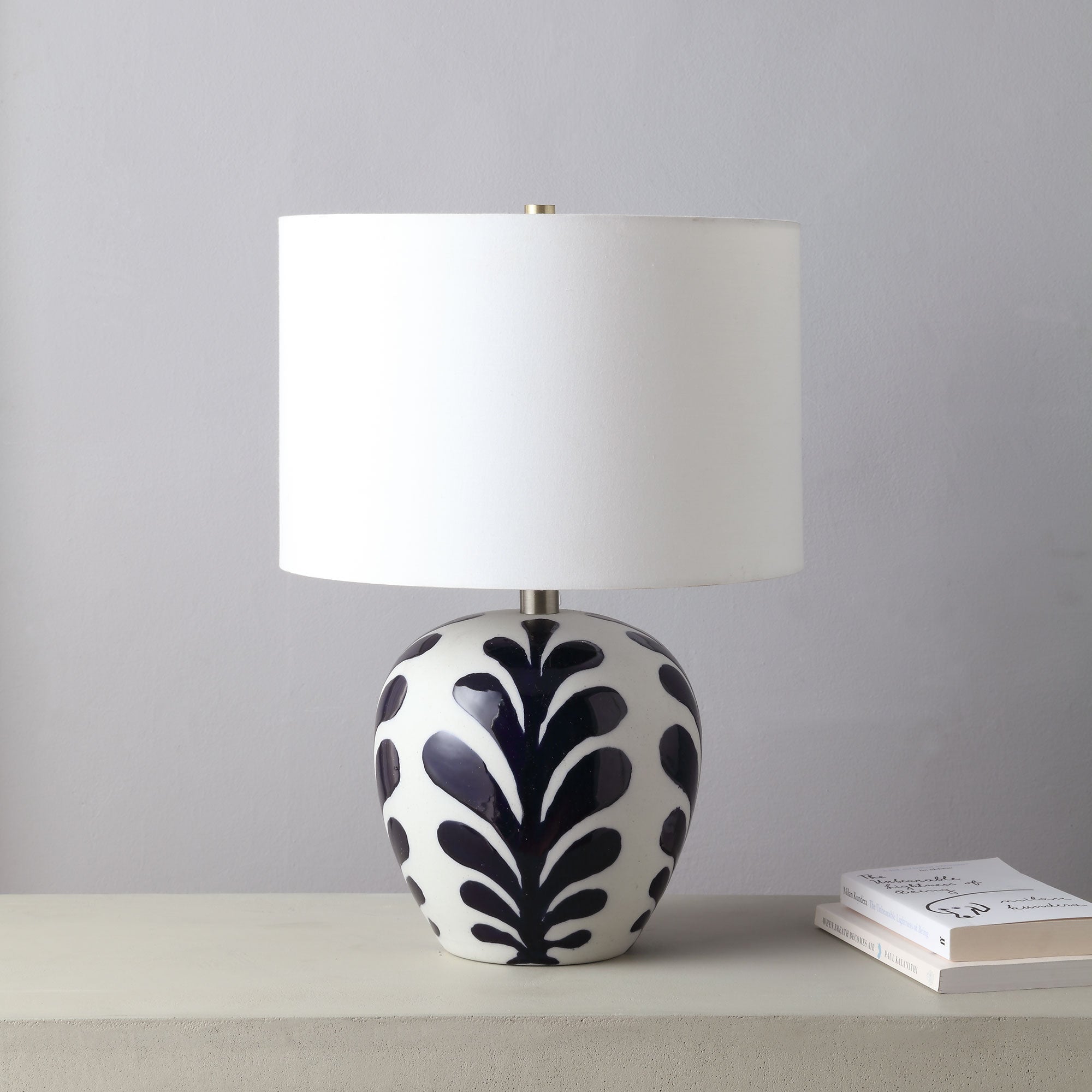 Darina 19.25" Length Table Lamp, Off-White and Navy-Table Lamp-DECOROLALA