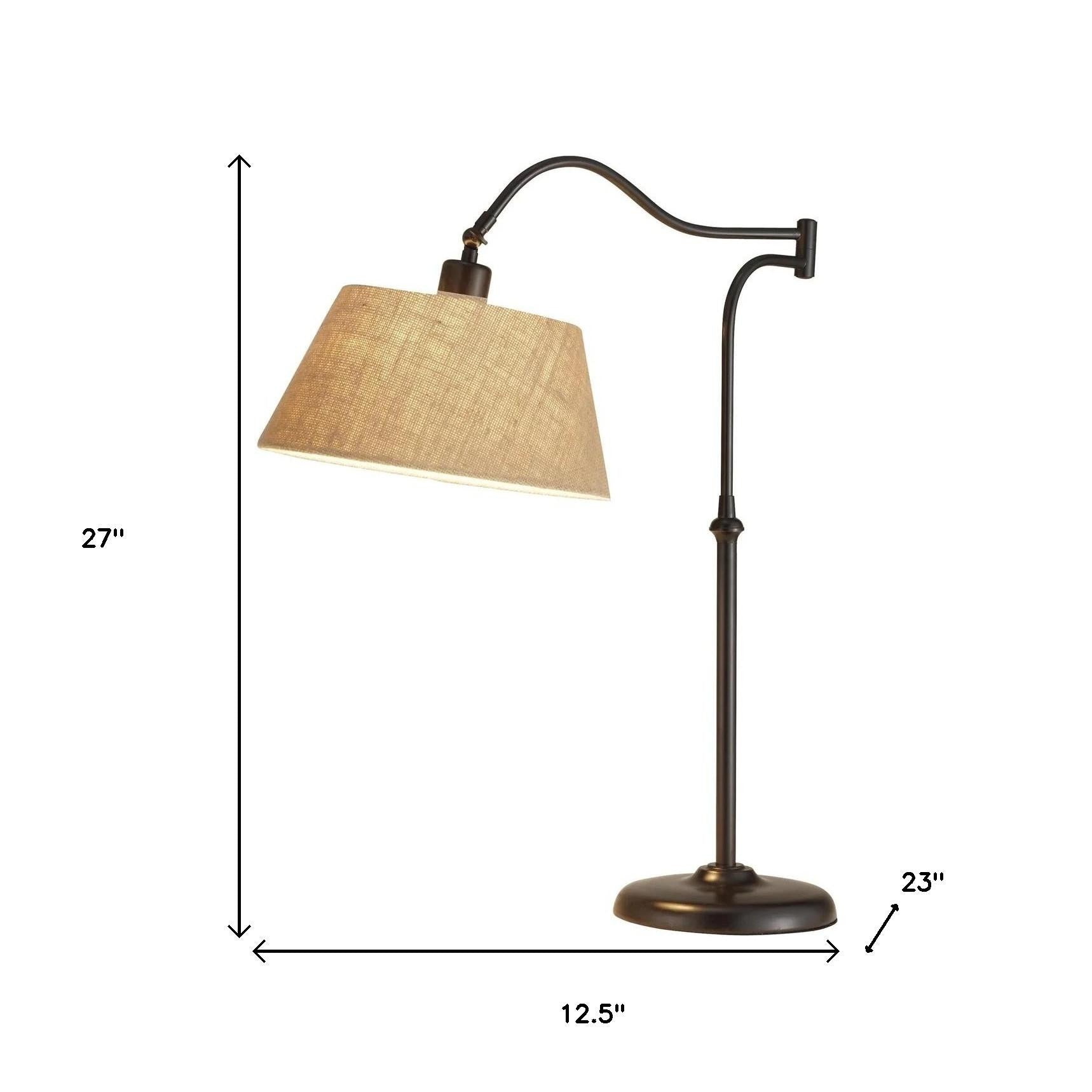 Dark Bronze Metal Swing Arm Adjustable Table Lamp-Table Lamps-DECOROLALA