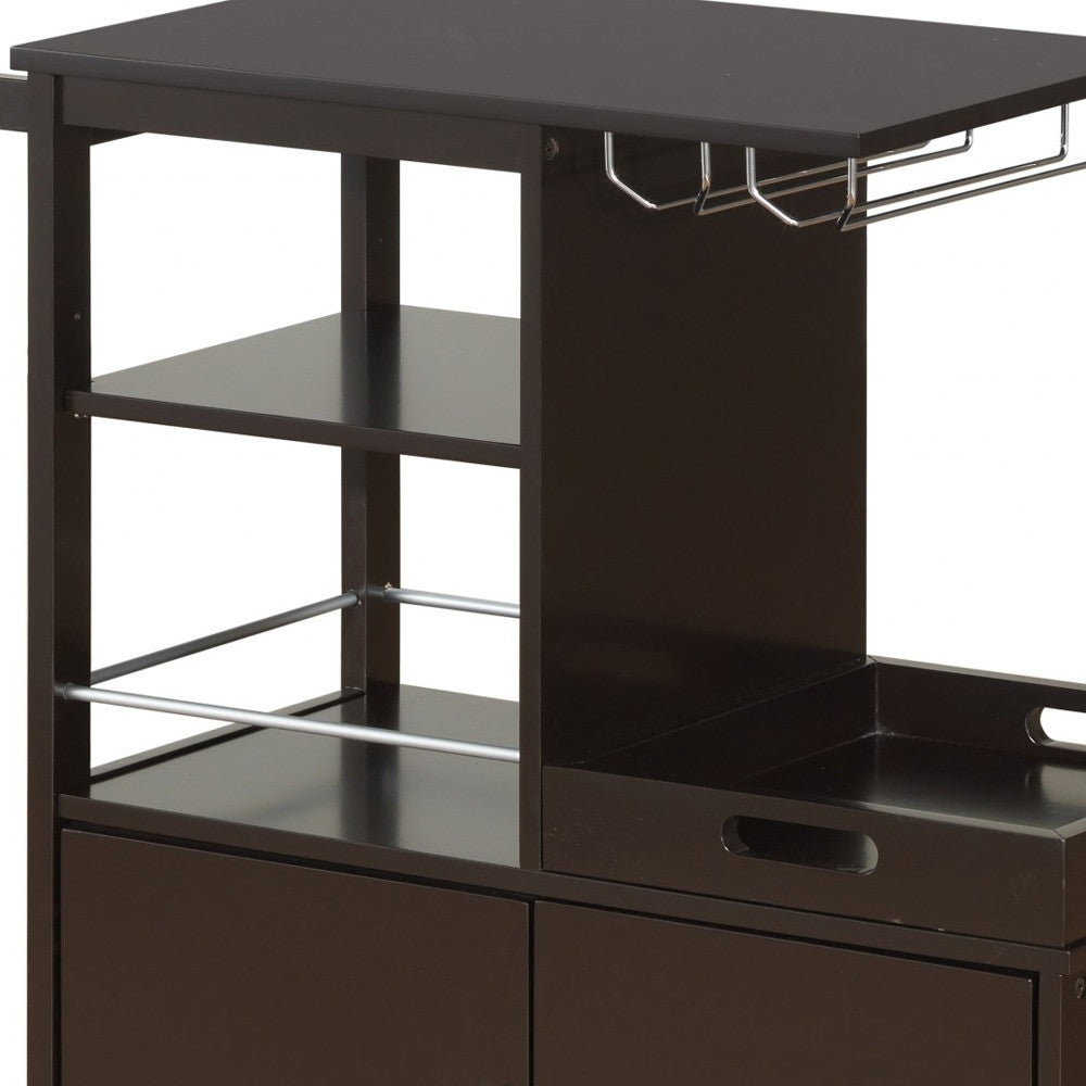 Dark Brown 34" Rolling Kitchen Cart With Storage-Kitchen Carts-Islands-DECOROLALA